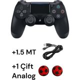 Crk Tech Playstation 4 Dualshock Yeni Nesil V2 Gamepad + 1.5 mt Şarj Kablo + 1 Çift Analog Başlığı - Siyah