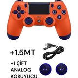 Crk Tech Playstation 4 Dualshock Yeni Nesil V2 Gamepad + 1.5 mt Şarj Kablo + 1 Çift Analog Başlığı - Turuncu