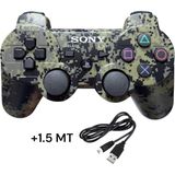 Crk Tech Ps3 Dual-Shock Gamepad Yeni Nesil Kol Kamuflaj Desenli Controller Oyun Kolu Ps3 + Pc + 1.5 mt Şarj Kablosu - Haki