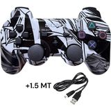 Crk Tech Ps3 Dual-Shock Gamepad Yeni Nesil Kol Kamuflaj Desenli Controller Oyun Kolu Ps3 + Pc + 1.5 mt Şarj Kablosu - Siyah - Gri