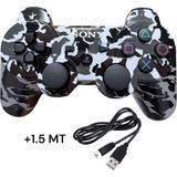 Crk Tech Ps3 Dual-Shock Gamepad Yeni Nesil Kol Kamuflaj Desenli Controller Oyun Kolu Ps3 + Pc + 1.5 mt Şarj Kablosu - Siyah