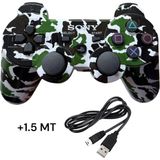 Crk Tech Ps3 Dual-Shock Gamepad Yeni Nesil Kol Kamuflaj Desenli Controller Oyun Kolu Ps3 + Pc + 1.5 mt Şarj Kablosu - Yeşil Kamuflaj