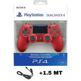 Crk Teknoloji Playstation Dualshock 4 Uyumlu V2 Ps4 Gamepad Yenilenmiş Oyun Kolu Pc + Ps4 ( 1.5mt Şarj Kablosu) - Kırmızı