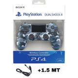 Crk Teknoloji Playstation Dualshock 4 V2 Uyumlu Ps4 Oyun Kolu Yenilenmiş Pc + Ps4 (1.5mt Şarj Kablosu) - Mavi Kamuflaj