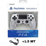 Crk Teknoloji Playstation Dualshock 4 V2 Uyumlu Ps4 Oyun Kolu Yenilenmiş Pc + Ps4 (1.5mt Şarj Kablosu) - Seffaf - Beyaz
