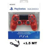 Crk Teknoloji Playstation Dualshock 4 V2 Uyumlu Ps4 Oyun Kolu Yenilenmiş Pc + Ps4 (1.5mt Şarj Kablosu) - Şeffaf - Kırmızı