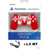 Crktech Playstation Dualshock 4 Uyumlu V2 Yenilenmiş Ps4 Oyun Kolu Desenli Pc + Ps4 ( 1.5mt Şarj Kablosu) - Kırmızı - Beyaz