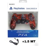 Crktech Playstation Dualshock 4 Uyumlu V2 Yenilenmiş Ps4 Oyun Kolu Desenli Pc + Ps4 ( 1.5mt Şarj Kablosu) - Kırmızı - Siyah