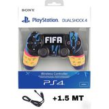 Crktech Playstation Dualshock 4 Uyumlu V2 Yenilenmiş Ps4 Oyun Kolu Desenli Pc + Ps4 ( 1.5mt Şarj Kablosu) - Sarı - Lacivert
