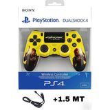 Crktech Playstation Dualshock 4 Uyumlu V2 Yenilenmiş Ps4 Oyun Kolu Desenli Pc + Ps4 ( 1.5mt Şarj Kablosu) - Sarı