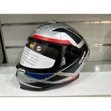 CRN Kask FS-867 Mat Silver/blye/red Güneş Vizörlü - Tek Renk