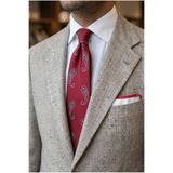 CROATE Luxury Collection Mikrofiber Erkek Kravat | Kırmızı Şal Desen