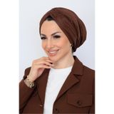 CROATE Premium Sendy Kumaş Drapeli Dış Bone – Dolgulu Penye Astarlı Kahve