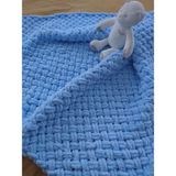 Crochet Design Örgü Bebek Battaniyesi Kadife Battaniye Puffy Soft Battaniye Yenidoğan Battaniye - Mavi