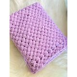 Crochet Design Örgü Bebek Battaniyesi Kadife Battaniye Puffy Soft Battaniye Yenidoğan Battaniye - Mor