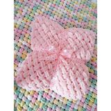 Crochet Design Örgü Bebek Battaniyesi Kadife Battaniye Puffy Soft Battaniye Yenidoğan Battaniye - Pembe