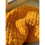 Crochet Design Örgü Bebek Battaniyesi Kadife Battaniye Puffy Soft Battaniye Yenidoğan Battaniye - Sarı