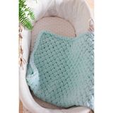Crochet Design Örgü Bebek Battaniyesi Kadife Battaniye Puffy Soft Battaniye Yenidoğan Battaniye - Su Yeşili