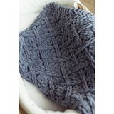 Crochet Design Örgü Bebek Kadife Puffy Soft Yenidoğan Battaniye Baklava Model - Gri