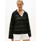 Crochet Rlx Ls Polo Swt Kadın Siyah Kazak - WW0WW46524