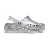 Crocs Baya Platform Glitter Clog 208459-040 Gümüş Simli Platform Kadın Terlik