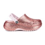 Crocs Baya Platform Glitter Clog 208459-6PI Kadın Terlik Pembe