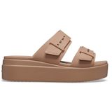Crocs Brooklyn Buckle Low Wedge kadın sandaleti, Latte, 39/40 EU
