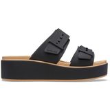 Crocs Kadın Brooklyn Toka Mat Wrap Düşük Kama Sandalet, Siyah Kaju, 6-7