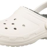 Crocs Unisex Classic Lined Clog Sandalet, White/Grey, 37-38