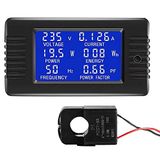 CrocSee AC 80-260V 100A CRS-022B LCD Ekran Dijital Akım Gerilim Güç Enerji Frekansı Güç Faktörü Multimetre Ampermetre Voltmetre 100A Bölünmüş Çekirdekli Akım Transformatörü ile