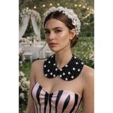 CROCUS DESIGN Siyah inci boncuklu bebe yaka davet kolye