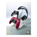 Crodle Beyaz Ahşap Ve Siyah Metal Gaming Ps4 Ps5 Xbox Joystick Kontroller Tutucu Ve Kulaklık Dikey Standı