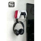 Crodle Ps5 Dualsense Şarj Cihazı Duvar Standı Beyaz - Siyah Joystick Konsol Tutacağı ve Kulaklık Standı