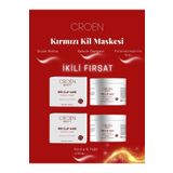Croen Beauty Kırmızı Kil Maskesi 2 Lİ FIRSAT | Gözenek Sıkılaştırıcı | Siyah Nokta ve Yağ Karşıtı, 100 ml