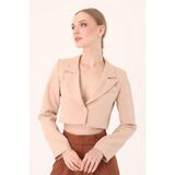 Crop Blazer Ceket-Taş - 40