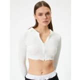 Crop Kapüşonlu Fermuarlı Hırka Uzun Kollu Slim Fit