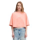 Cropped Boxy Chain Stitch Logo Turuncu Kadın T-Shirt