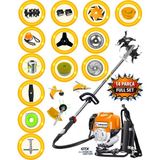 Cros Lombard İtaly L-800 14 Parça Full Set Sırt Tipi Tırpan Benzinli Ot Çalı Çim Biçme Makinası Güçlü Yüksek Performans