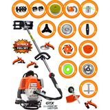 Cros Lombard İtaly L-t500 G-tec 14 Parça Full Set Sırt Tipi Benzinli Çalı Çim Biçme Tırpanı Güçlü Yüksek Performans