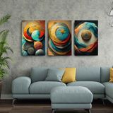 Cross Border Osmanlı Paraları 3'lü Kanvas Tablo Seti, Ottoman Duvar Dekoru, Ev-Ofis Hediye Için Canvas Art - 60 x 40 cm - Sarı - Beyaz