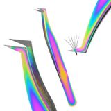 Cross Edge Corporation My Lash Tools Fiber Uçlu Kirpik Cımbızı Kirpik Uzatmaları için Pro Cımbız Hacimli Kirpikler için Japon Paslanmaz Çelik Vizon Kirpik Fan Yapımı Mega Hacimli Çizme Açılı Bağlama Cımbızı (Gökkuşağı)
