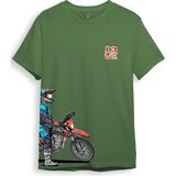 Cross Motor Enduro Ekipmanları Göğüs ve Yan Detay Baskılı Regular Fit %100 Pamuk T-Shirt - 2XL - Haki