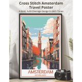 Cross Stitch Amsterdam Travel Poster: A Bold, Full-Coverage Design in Rich Tones (WanderStitch: A Retro Travel Cross-Stitch Collection)