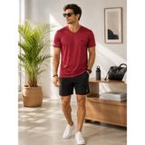 Crosstime Erkek Bordo V Yaka T-Shirt