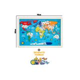 Crowart Mıknatıslı Dünya Haritası Puzzle, İnteraktif Duvar Panosu