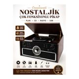 Crownwell Nostaljik Pikap Plak Çalar CD Çalar FM Radyo USB Destekli Ahşap Müzik Sistemi mnk678