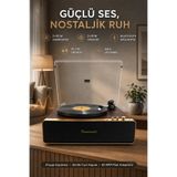 crownwell Vegas Plus Bluetooth 5.3 Pikap Plak Çalar 33/45 Devir AT3600L İğneli 2x30W Subwoofer LED Panel