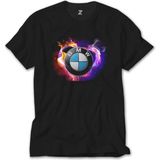 Crows Gate Bmw Heart Colorful Logo Siyah T-Shirt - 3XL