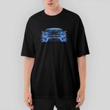 Crows Gate Bmw I8 Front Fire Abstract Car Oversize Siyah Tişört - XL