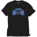 Crows Gate Bmw I8 Front Fire Abstract Car Siyah T-Shirt - 5XL